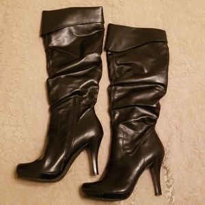 EUC slouchy tall black boots